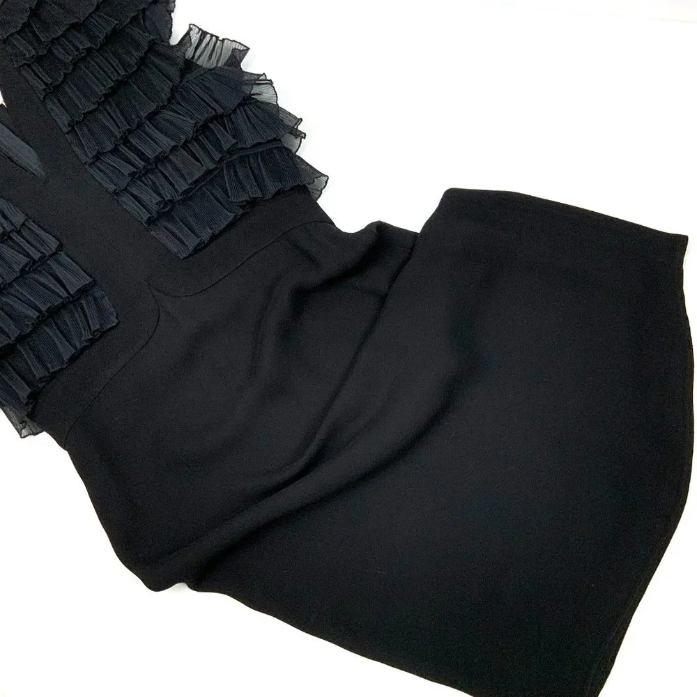 Vintage Badgley Mischka Black Tiered Ruffle Cocktail Party Dress Size 6 - Picture 16 of 16